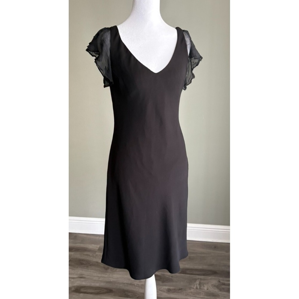 Jones New York Womens Black V-Neck Cap Sleeve Casual Shift Dress Size 4